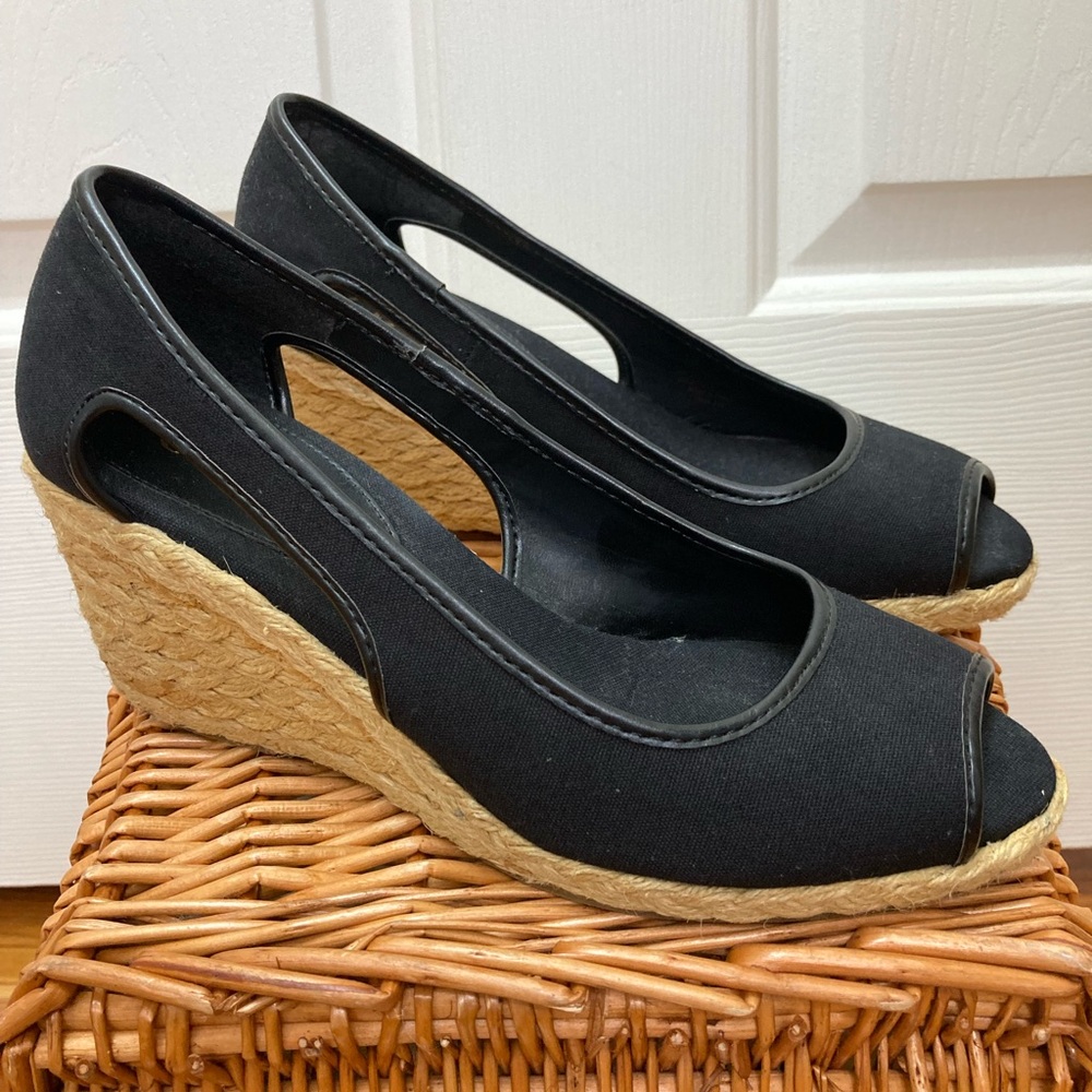 Chaps Espadrille Peep Toe Wedge Shoes